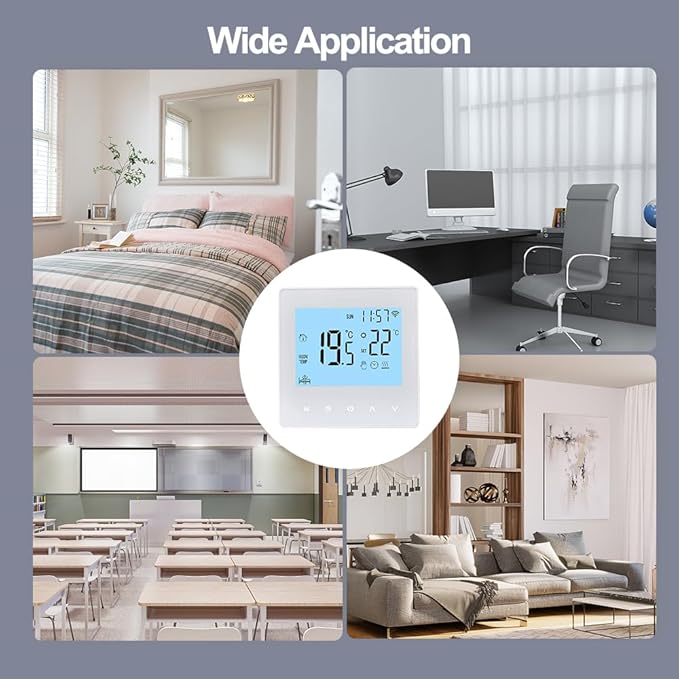 Aoresac Thermostat Smart Tuya WiFi Thermostat 16A Digital Programmable LCD Display Underfloor Heating Temperature Controller Digital Intelligent Wall Thermostat for Electric Heating
