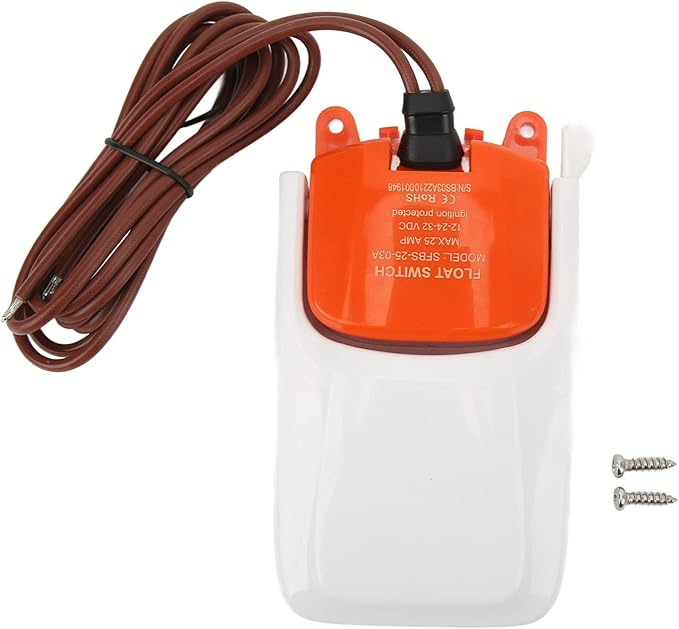 Boat Float Switch, 12V 24V 32V Automatic Marine Bilge Pump Switch, Good Sealing, Submersible - Reliable Pump Operation, Heavy Duty ABS, Easy Installation for Marine Use