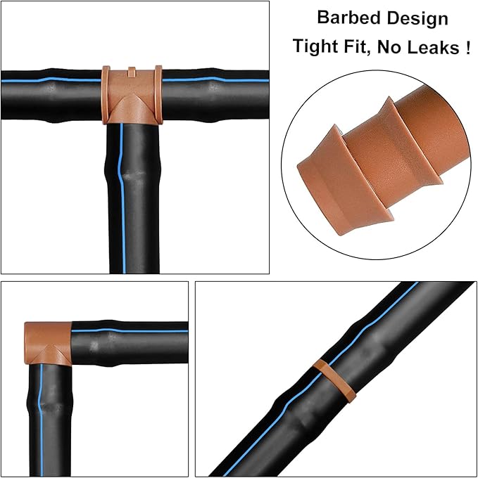 20 Pieces Drip Irrigation Fittings Tee Connectors for 1/2" Tubing, Barbed T 3 Way Connectors for 1/2 Inch Irrigation Tubing(0.600" ID), Drip Line Tees for Drip Sprinkler Garden Lawn Systems