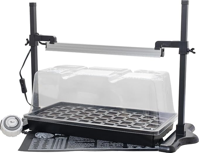 SunBlaster Seed Starting Growing Herbs Kit SL1611208 Grow Light, Stand, Tray, Dome, Heat Mat Timer & Plugs