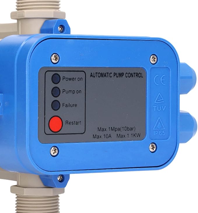 Water Pump Pressure Control Switch Automatic Electronic Adjustable sealed Controller with One Way Valve for Well Pumps Submersible Pumps 0.3H to 3H ABS Material Blue Gray G1in