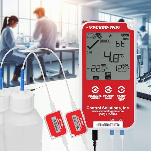 Control Solutions VFC800 Temperature Data Logger (VFC800-WiFi 10Ft Dual Probe)
