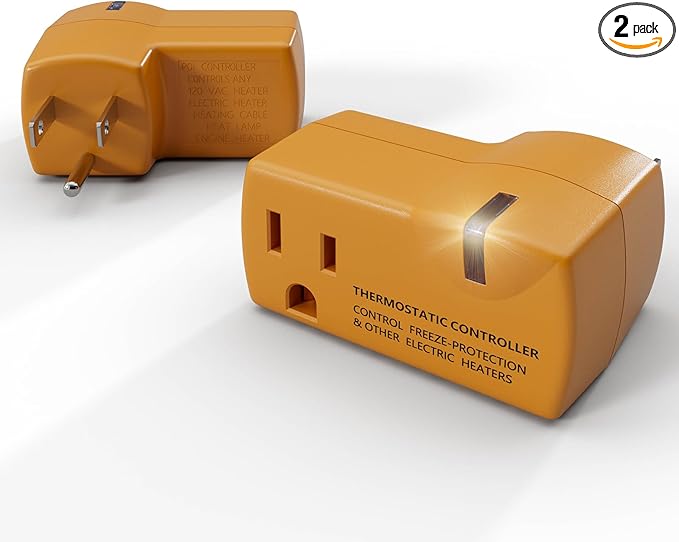 MAXKOSKO 2 PCS Freeze Thermostatically Controlled Outlet，Automatically Turn On Below 38 °F and Off Over 50 °F