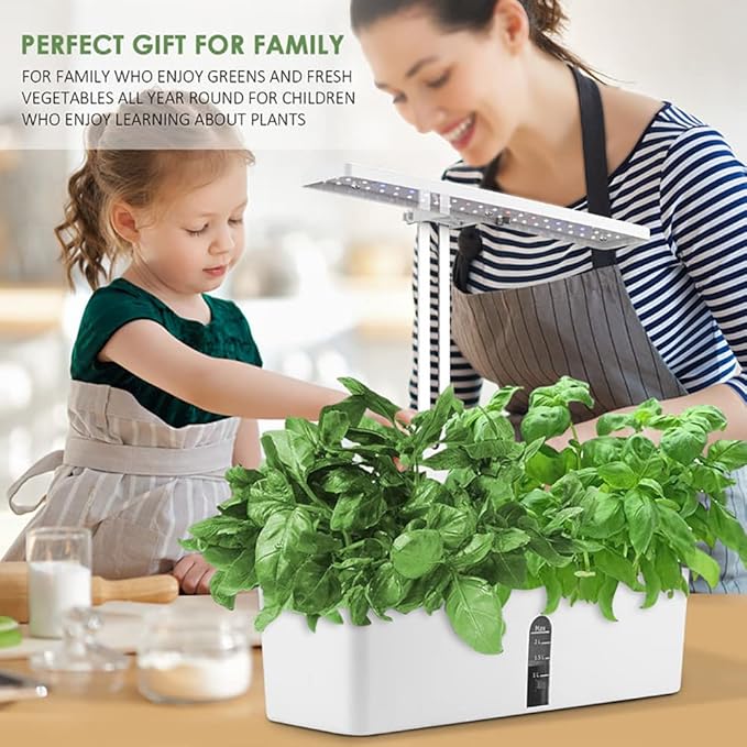 GeRRiT Hydroponics Growing System 9 Pods Indoor Herb Garden Kit with 15W LED Grow Light Automatic Timer Germination Kits Height Adjustable Smart Garden Planter for Home, Kitchen, Gardening