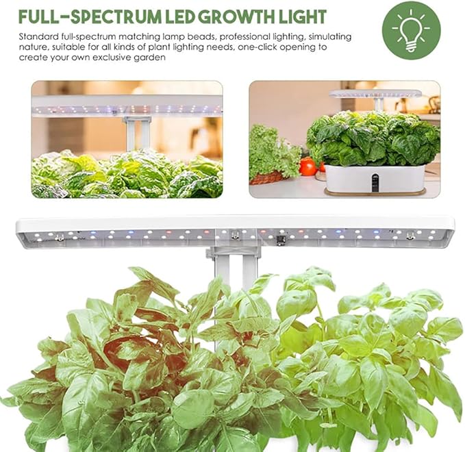 GeRRiT Hydroponics Growing System 9 Pods Indoor Herb Garden Kit with 15W LED Grow Light Automatic Timer Germination Kits Height Adjustable Smart Garden Planter for Home, Kitchen, Gardening