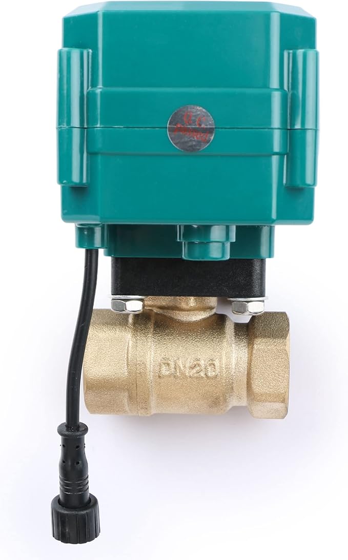 U.S. Solid 3/4" Smart Motorized Ball Valve - Remote App Mobile Control Brass Electrical Ball Valve with Manual Switch, 5V DC USB Connection