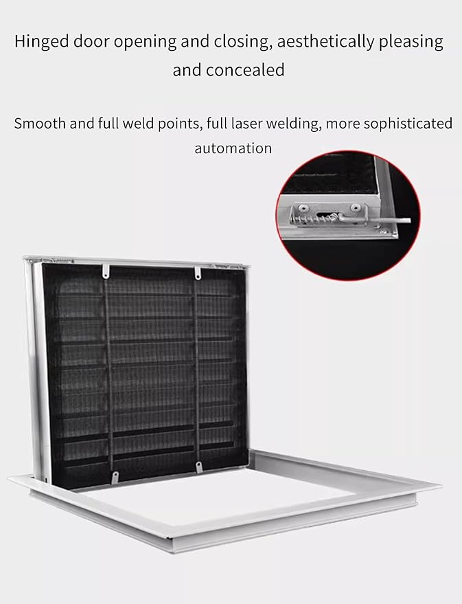 Resistant Aluminum Alloy Louvered Vent, Door Air Grille with Smooth Hinge, for Home/Commercia （60x60cm/23.4x23.4in）(15x15cm/5.9x5.9in)