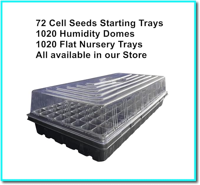RooTrimmer 72 Cell Seed Trays, Thick Durable 72 Cell Plug Tray Seedling Plastic Nursery Tray for 1020 Flat Germination (10-Pack, 21"×11", 1.81" Height, Low)
