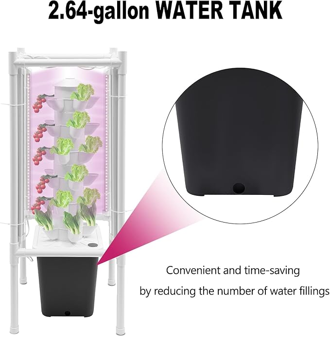 30-Plant Hydroponics Tower Garden Vertical Growing System Kit, Indoor Garden Planter Herb Garden with LED Grow Light and Water Pump, Vertical Planter Germination Kit for Herbs, Fruits and Vegetables