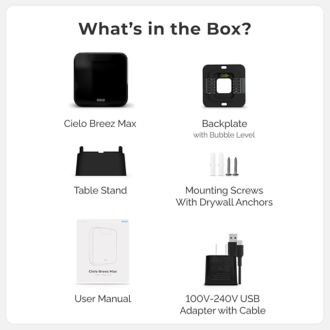Breez Max Smart AC Controller | AHR Product of the Year WiFi Thermostat for Mini-Split, Window, Portable AC/Heat Pump | AI-Based Tech | Free App, No Subscription | Alexa, Google, IFTTT etc. (Black)
