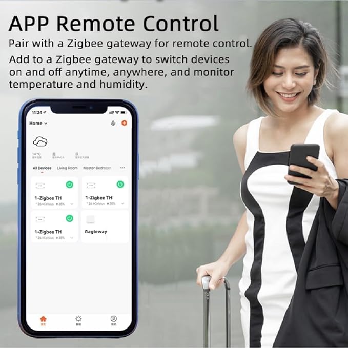 Easy Operation,Zigbee Smart WIFI Temperature Sensor Controller, High Precision Waterproof Probe Sensor, Remote Monitoring, Tuya App Remote 16A Smart Switch (Requires Tuya Zigbee Hub)