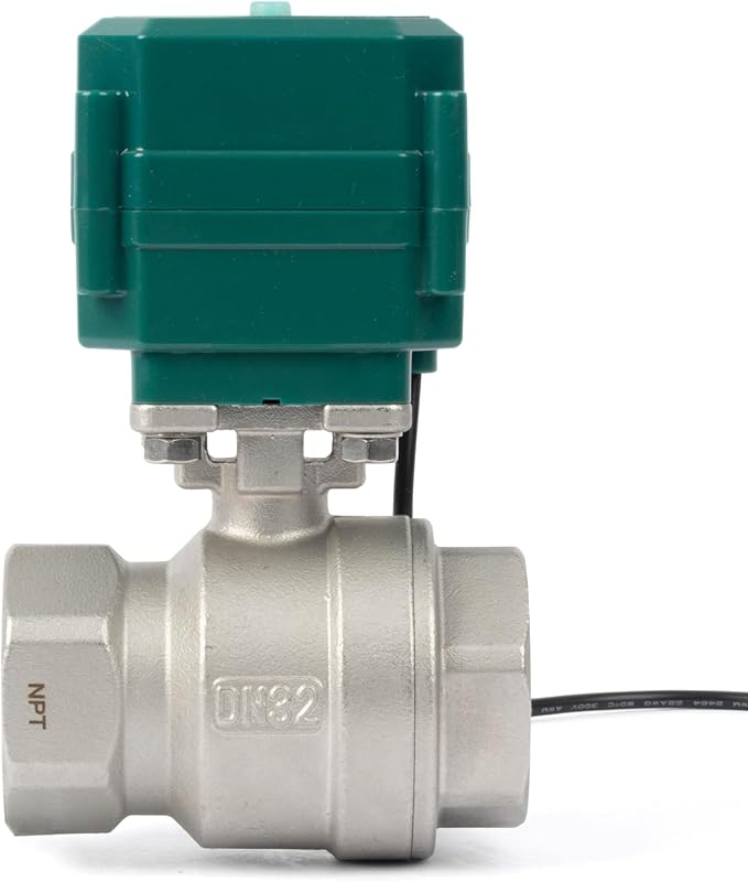 U.S. Solid 1-1/4" Smart Motorized Ball Valve - Remote App Mobile Control NSF Certified 304SS Electrical Ball Valve with Manual Switch, 5V DC USB Connection