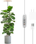 LORDEM Bamboo Grow Light, Full Spectrum LED Plant Grow Light, Height Adjustable Growing Lamp with Auto Timer 4H/8H/12H, 4 Dimmable Levels, Ideal for Large Tall Plants