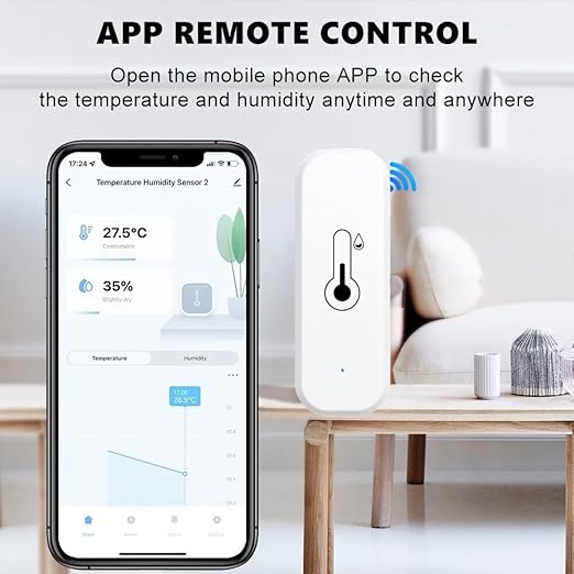 Temperature and Humidity Monitor Sensor WiFi & Bluetooth,No Hub Required,Compatible with Alexa and Google Home,for Home,Greenhouses Accessories,Garages 1Pack(No Include Battery)