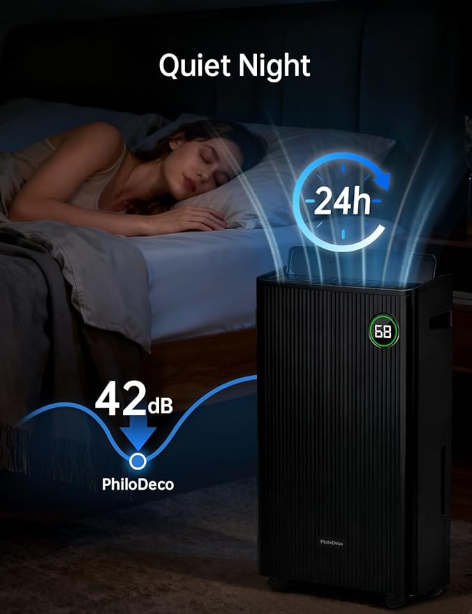 4500 Sq.Ft Dehumidifier with Drain Hose 80 Pint, for Basement, Bathroom, Bedroom, Home, Automatic Defrosting, Intelligent Humidity Control with 24HR Timer, Smart Quiet Dehumidifiers, Black