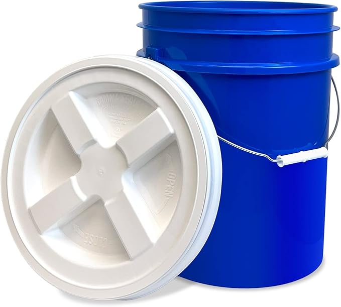 ePackageSupply 5 Gallon Bucket - Food Grade Bucket with Airtight Gamma Seal Screw-On Lid, BPA-Free, Heavy-Duty 90 Mil HDPE Plastic, Bulk Storage, Durable Container, Made in USA, Blue/White, 3 Packs