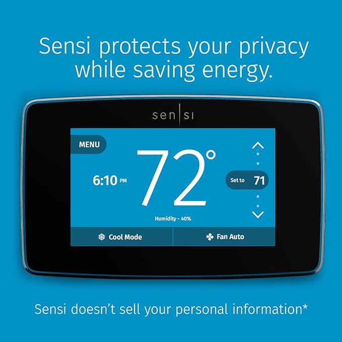 Sensi Touch Smart Thermostat by Emerson with Touchscreen Color Display, Programmable, Wi-Fi, Mobile App, Easy DIY, Data Privacy, Works Alexa, Energy Star Certified, ST75 (Black) + Wall Plate for Sensi Wi-Fi Programmable Thermostat (White)