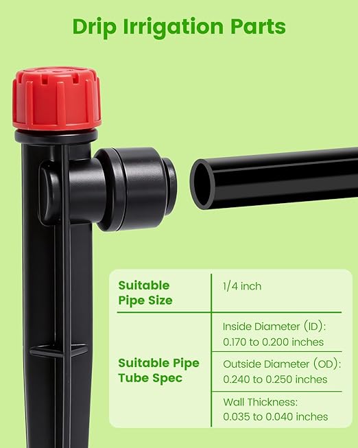 36 Pack Drip Irrigation Parts, Quick Connect 8-Outlet Adjustable 360° Emitters for Garden & Farm Irrigation Systems