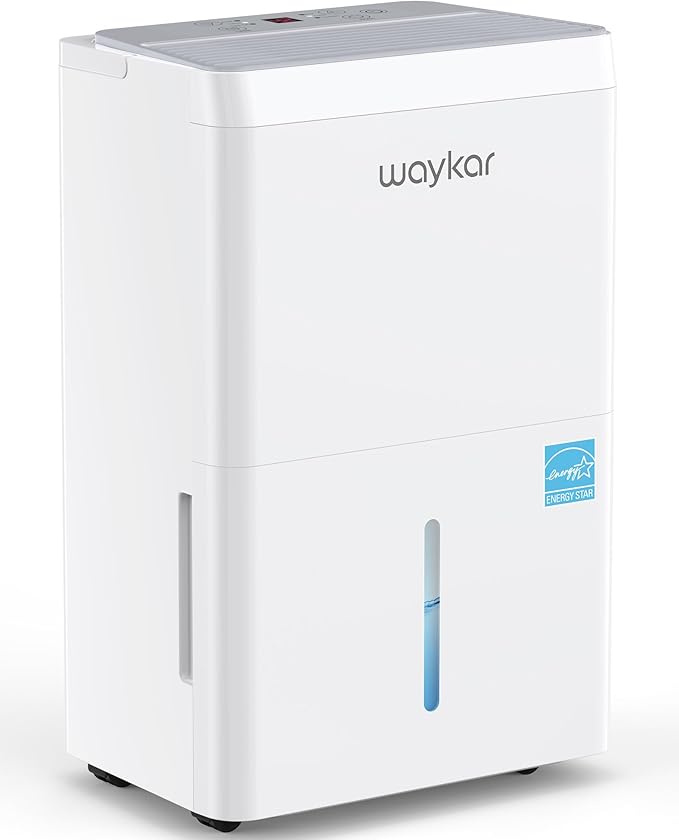 Waykar 5000 Sq.Ft Energy Star Dehumidifier for Basement & Home, 80 Pint/Day with Drain Hose & Tank, Ultra Quiet (40 dB), Smart Auto Comfort Mode