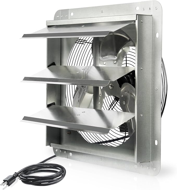 VENTISOL 14 Inch Shutter Exhaust Fan, Ven Fan with Power Cord Wall Mount, High Speed 1520CFM for Garages, Attic, Shops, Greenhouse