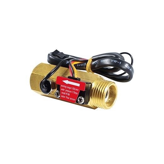 G1/2" Water Flow Sensor Thread Female to Male Brass Switch Hall Effect Liquid Flowmeter Fluidmeter Counter BSP with Temperature Sensor 1-25L/Min（66 mm in Total Length）