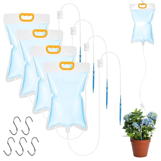 5 Pcs 3.5L Plant IV Water Bag Plant Watering System Device, Automatic Plant Waterer Self Watering IV Drip Bag Irrigation Drip Watering Bag with Adjustable Flow for Indoor Outdoor Potted Plant
