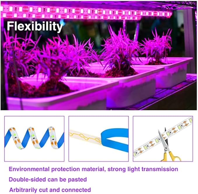 LED Grow Light Strips,Waterproof Full Spectrum Plant Grow Light, USB 16ft 300LEDs, Flexible Growing Lamp for Indoor Plants Succulents Hydroponics Greenhouse Gardening
