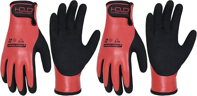 AIGEVTURE Waterproof Winter Work Gloves Men,Cold Weather Insulated Work Gloves Thermal Liner Superior Grip Latex Coating Warm for Outdoor Medium