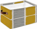 Yellow Storage Bins Cubes Waterproof Cloth Storage Basket,Modern Painting Farmhouse Striped Abstract Art Foldable Storage Bags for Shelf Clothes Storages Organizers with Handles 15x11x9.5 in 1PCS