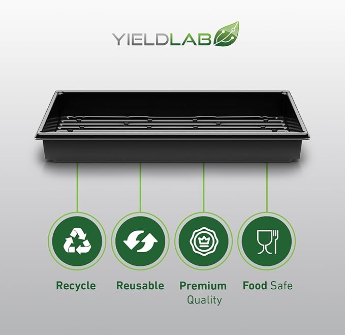 10x20 Inch Black Plastic 100 Pack Plant Propagation Tray – Growing Trays for Garden, Planting, Seedling, Soil & Hydroponic Horticulture - Microgreen Trays Grow Plants - No Drain Holes
