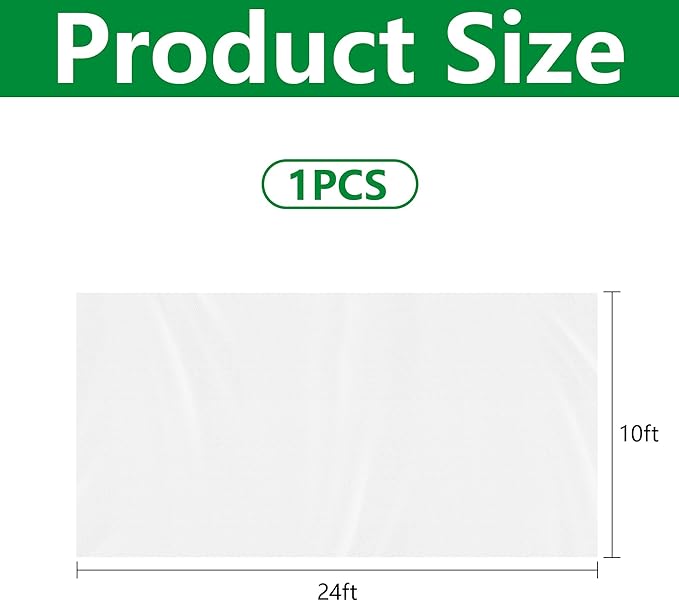 DECOHS 24 x 10 Ft Plant Sun Protection Cloth, Garden Plant Shade Cloth, Non-Woven White Light Refraction Sunshade Cloth for Protecting Plants Vegetable Rows from Direct Sunlight