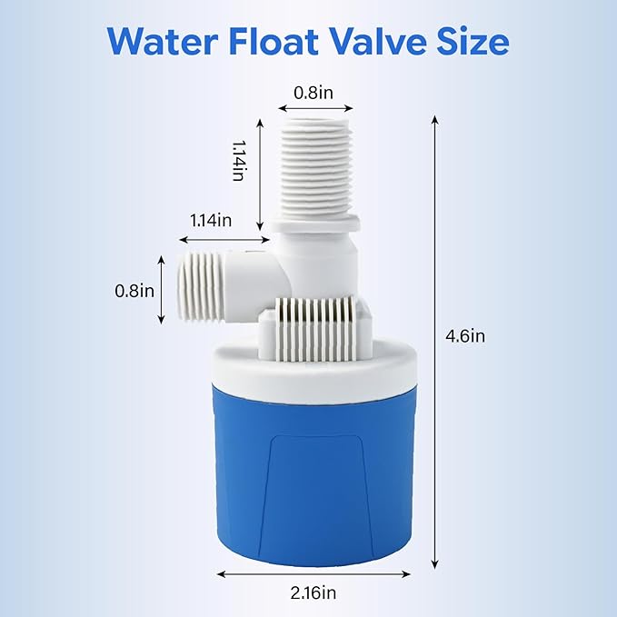 2Pcs 1/2" Top Inlet Water Float Valve, Automatic-Control Water Level Valve, Lightweight Aquapulse Control Tools for Livestock Water Tank Swimming Pool,Aquaculture,Garden Irrigation Systems