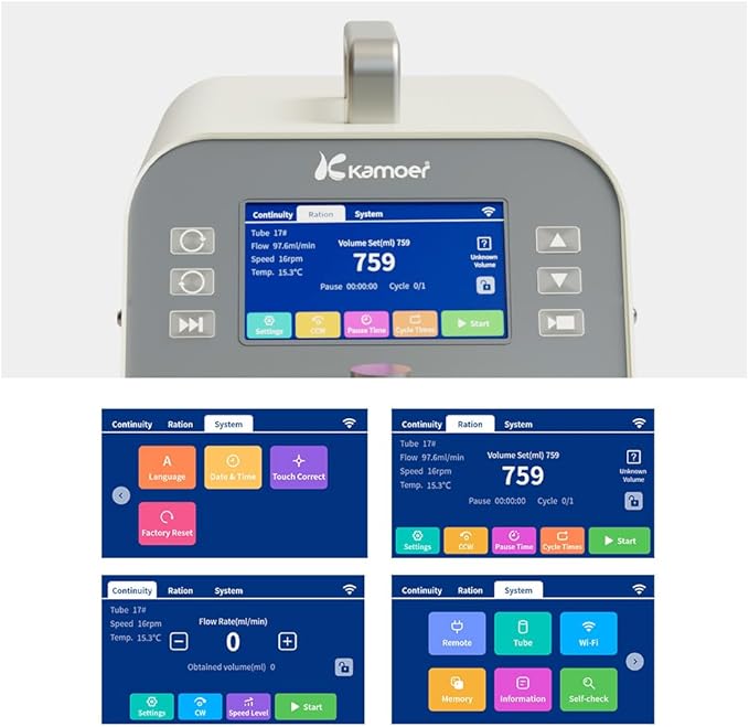 Kamoer 12L/min high flow peristaltic pump stepper motor 100V~240V M5(upgraded by AIP) intelligent WiFi variable speed liquid dosing pump touch screen digital control