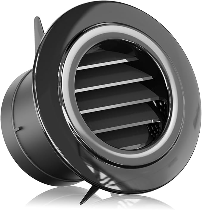 HG Power 3 Inch Vent Cover, ABS Plastic Soffit Vent with Screen Mesh, Black Exterior Vent covers for Exhaust Fan, Bathroom, Kitchen, Garage Durable Exterior/Indoor Use