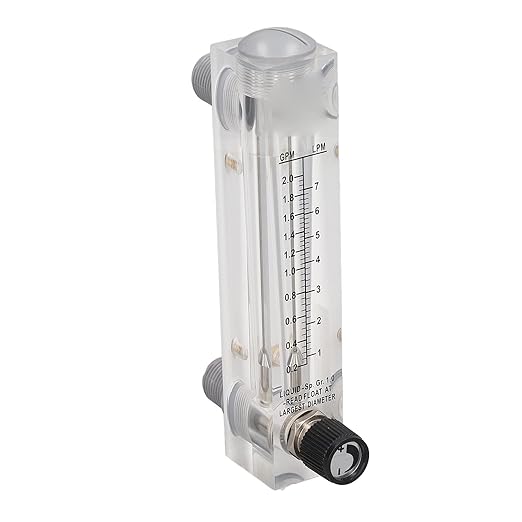 AUNMAS Water Meter Panel Type Flowmeter, 1/2in Male Thread and 1/4in Female Thread Djustable Knob Panel Mount Type Flowmeter for PVC Pipe, 0.2-2.0GPM 1-7LPM