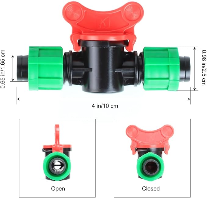 Drip Irrigation Shut Off Valve, In-Line Barbed Switch Valve Locking Fitting, Compatible with 1/2 inch Drip Tape Tubing Sprinkler System- 4 Pack