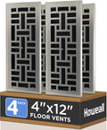 Howeall 4x12 Inches 4 Pack Heavy Duty Walkable Floor Register - Easy Adjust Air Supply Lever Decorative Floor Vent Covers, Seattle Design Vent Covers for Home - Satin Nickel