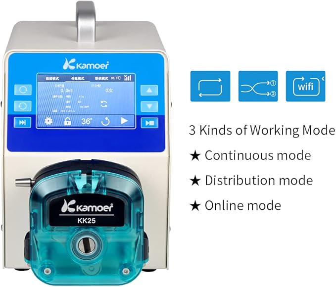 Kamoer High Flow 6L/min Peristaltic Pump Stepper Motor 100V~240V AIP(upgraded by UIP) Intelligent WiFi Variable Speed Liquid Dosing Pump Touch Screen Digital Control