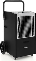 COSTWAY 163 Pints Commercial Dehumidifier, 4500 Sq.Ft Crawl Space Dehumidifier with Pump & Drain Hose, 24H Timer, for Basement, Warehouse, Job Site (White)