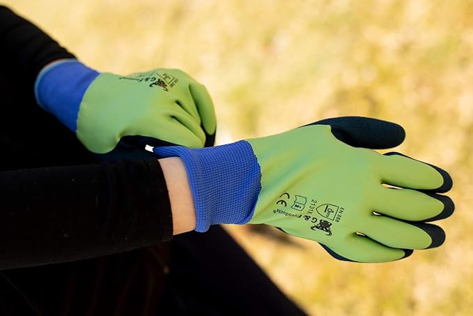 G & F 1537L-6 6 PAIR PACK Aqua Gardening women's Gloves with Double Microfoam Latex Water Resistant Palm， Women's Large Size