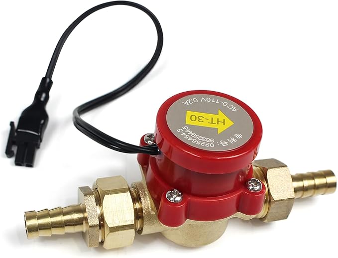 Water Flow Sensor Switch HT-30 AC 0-110V 0.2A G3/4 "-3/4" Thread,Water Flow Sensor for CO2 Laser Tube Protecting (Caliber: 10mm)