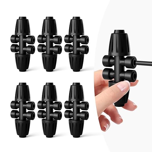 1/2 Inch to 1/4 Inch Barbed Tee Connectors, Drip Irrigation Reducing T Fittings for Main Line to Branch Line Conversion, Quick-Install Leak-Free Irrigation Connectors, 6 Pack