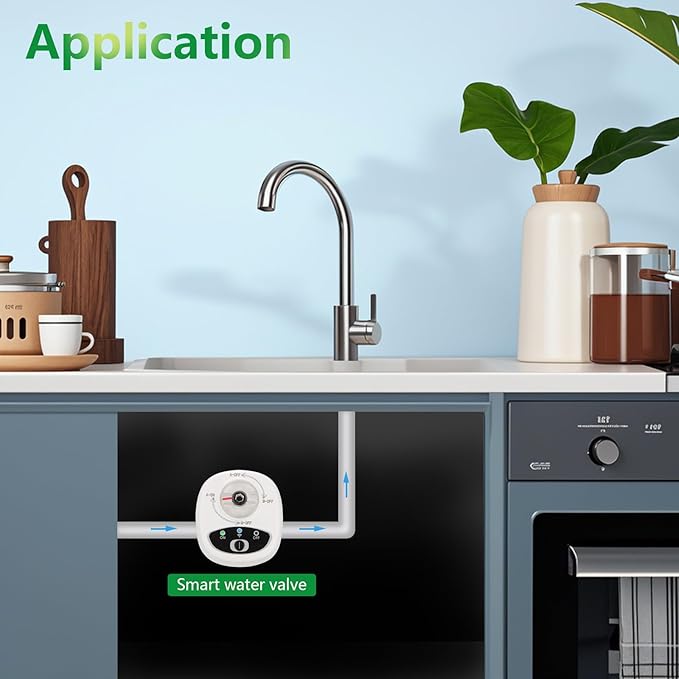 Wengart Smart Wi-Fi Water Valve Shut Off Tool,1/2‘’ Wireless Valve Controller for Water & Gas,eWeLink App,Alexa & Google Assistant,Remote Control & Timer,Emergency Manual Override,2.4GHz Wi-Fi