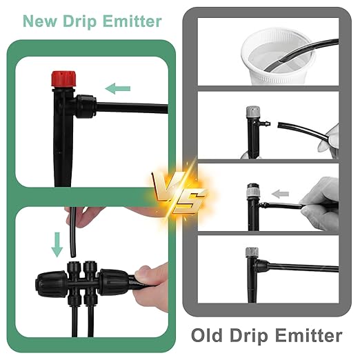 Drip Irrigation System, 120ft Garden Watering System with Quick-to-Connect Fittings, Drip Irrigation Kit with 1/2 in Hose 1/4 in Distribution Tubing for Garden, Greenhouse, Flower Bed, Lawn