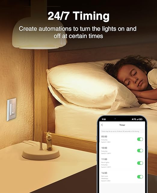 GHome Smart Dimmer Switch, Single Pole, 2.4GHz WiFi Dimmer Light Switch Works with Alexa and Google Home, Voice & APP Remote Control | Timer & Schedule | UL FCC Certified, Neutral Wire Required, 3 PCS