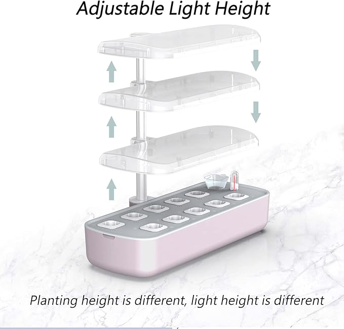10 Pods Hydroponics Growing System Indoor Garden with LED Grow Light Smart Herb Garden Kit Automatic Timer Plants Germination Kit Height Up to 12.6"