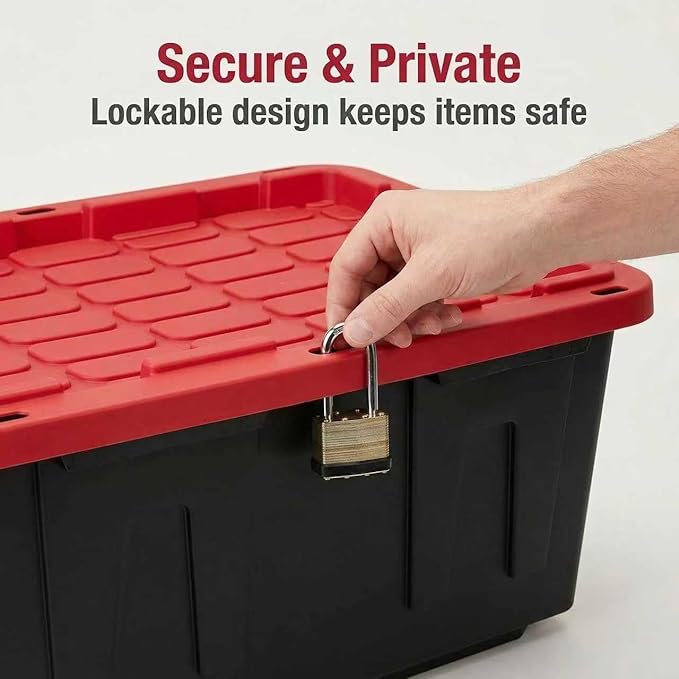 2-Pack 27-Gallon Storage Boxes with Snap-on Lids. Durable and Suitable for Storing Household Items, as well as for Use in Industrial and Outdoor Environments.