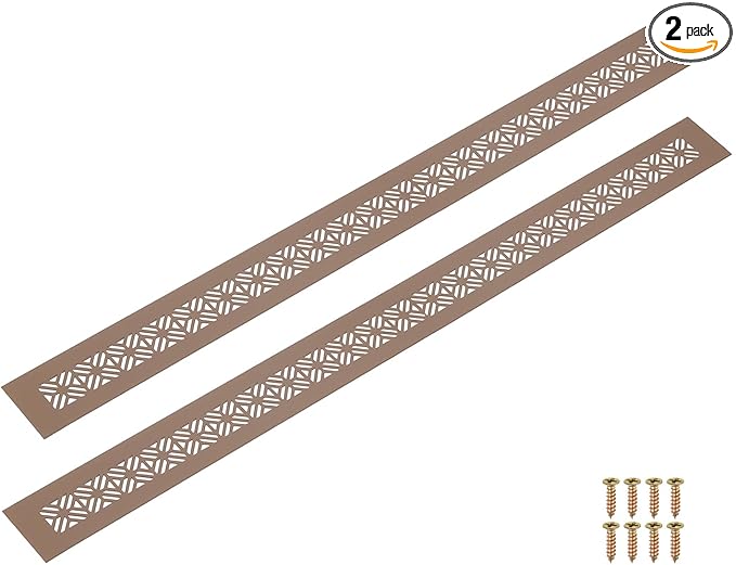 uxcell 2Pcs Aluminum Alloy Air Vents, 600 x 50mm / 23.6 x 2" Rectangle Louvered Ventilation Grille Cover with Mounting Screws for Door Cabinet Wardrobe, Brown
