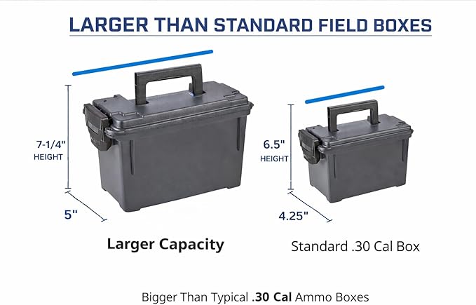Sheffield Ammo Storage Box, .30 Cal Stackable | Water and Dust Resistant | Lockable | Made in USA | Pack of 6