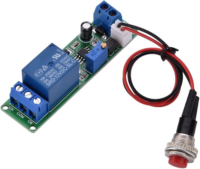DC 12V Adjustable Delay Timer Module with 1–10 Second Off-Delay Relay Switch for Automotive Electronics, Industrial Control and DIY Projects